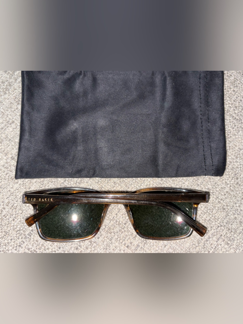 Ted Baker Tortoiseshell Rectangular Sunglasses with Dark Green Lenses